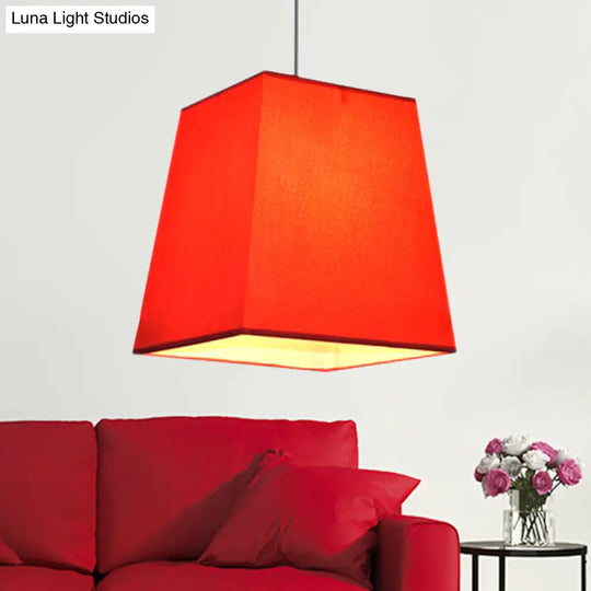 Modern Nordic Trapezoid Fabric Pendant Lamp - 1 Light White/Black/Coffee 8/11 Wide Red / 8