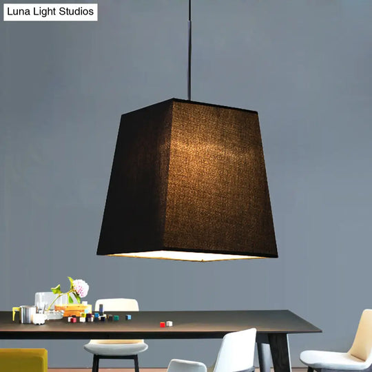 Modern Nordic Trapezoid Fabric Pendant Lamp - 1 Light White/Black/Coffee 8/11 Wide Black / 8