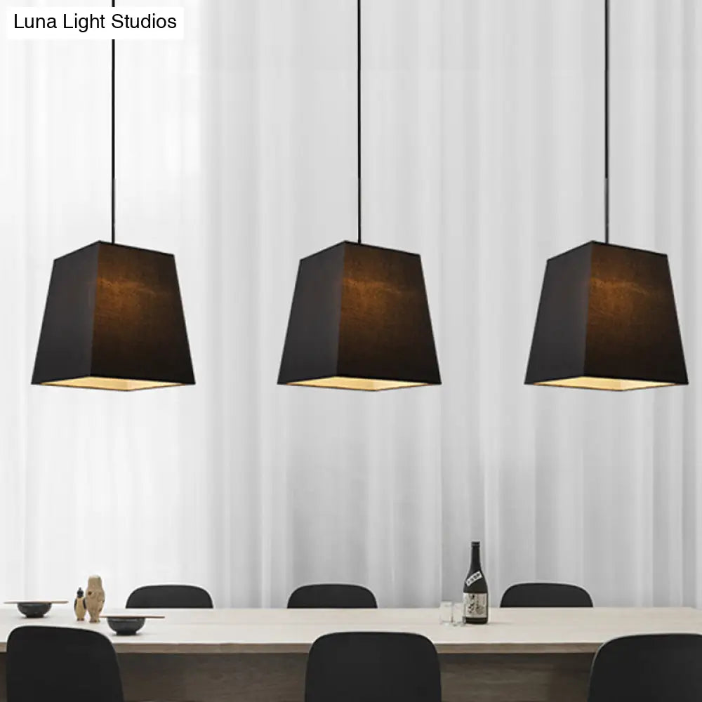 Modern Nordic Style Trapezoid Fabric Pendant Lamp - 1 Light White/Black/Coffee 8’/11’ Wide