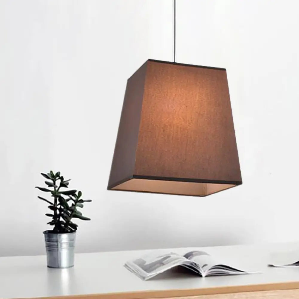 Modern Nordic Style Trapezoid Fabric Pendant Lamp - 1 Light White/Black/Coffee 8’/11’ Wide