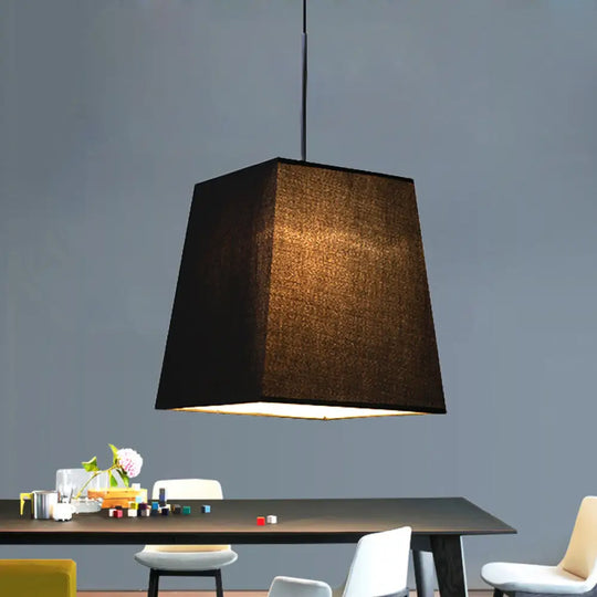 Modern Nordic Style Trapezoid Fabric Pendant Lamp - 1 Light White/Black/Coffee 8’/11’ Wide