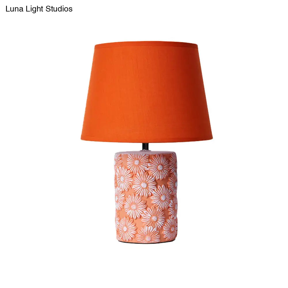 Modern Nordic Table Lamp With Ceramic Base Single Fabric Shade - Orange Barrel Night Light