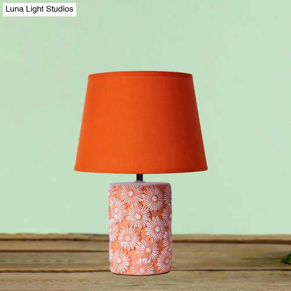 Modern Nordic Table Lamp With Ceramic Base Single Fabric Shade - Orange Barrel Night Light