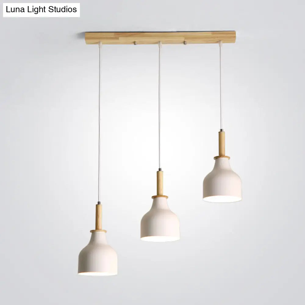 Modern Nordic 3-Light Urn Cluster Pendant With White/Black Finish: Elegant Iron Hanging Light Linear