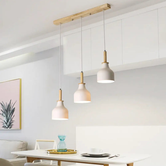 Modern Nordic Urn Cluster Pendant With 3 Head Iron Hanging Light - White/Black Finish White