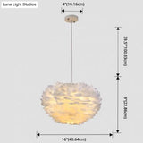 Modern Nordic White Feather Globe Pendant Light For Bedroom Ceiling