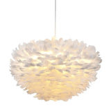 Modern Nordic White Feather Globe Pendant Light For Bedroom Ceiling