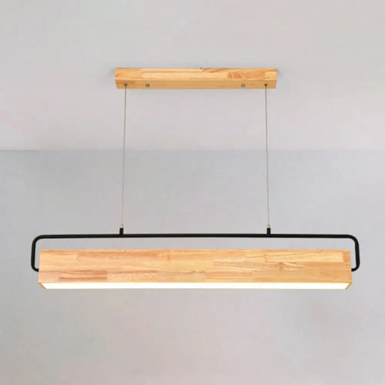 Modern Nordic Wood Island Pendant Light - Strip Design For Restaurants / 28.5 Warm