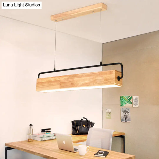 Modern Nordic Wood Island Pendant Light - Strip Design For Restaurants