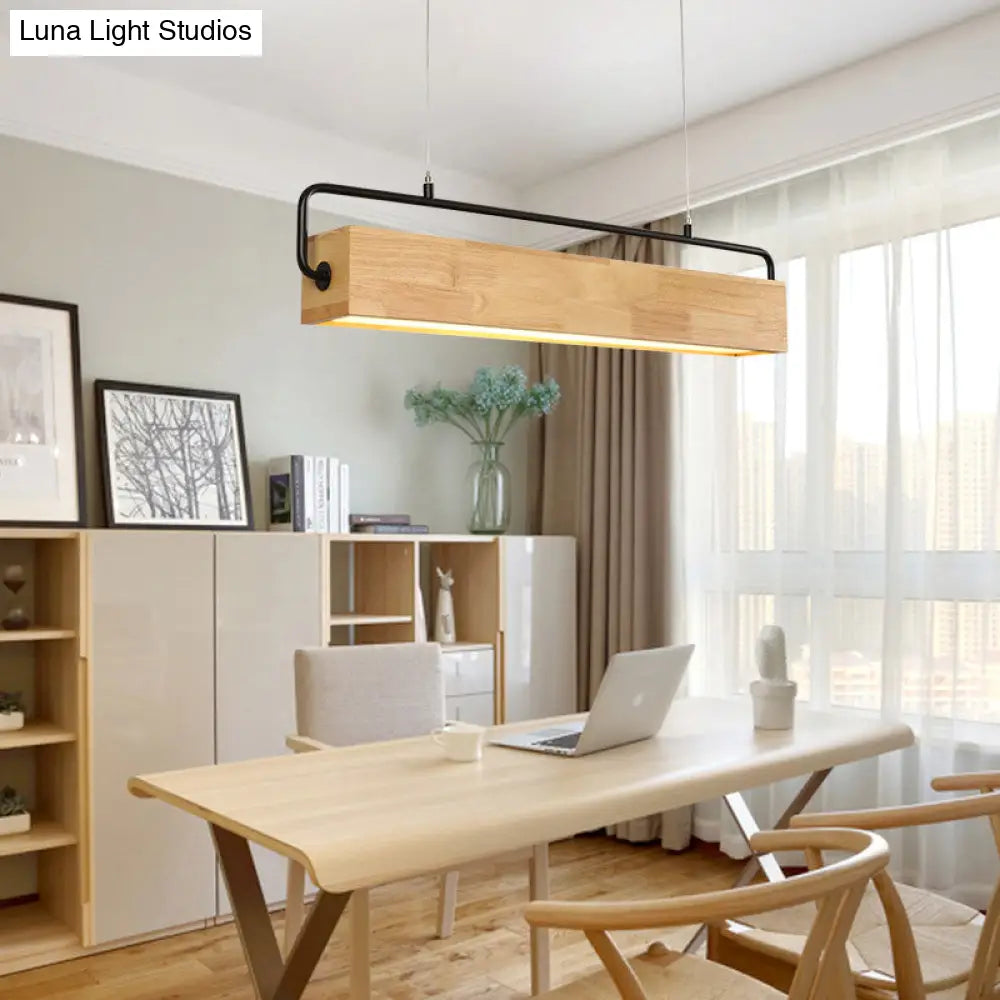 Modern Nordic Wood Island Pendant Light - Strip Design For Restaurants