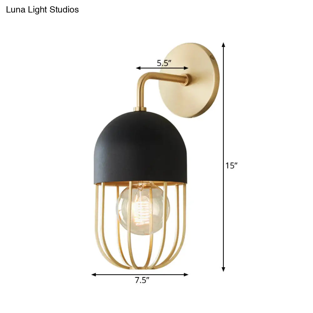 Modern Oblong Wall Sconce In Gold - 1 Bulb Metallic Light