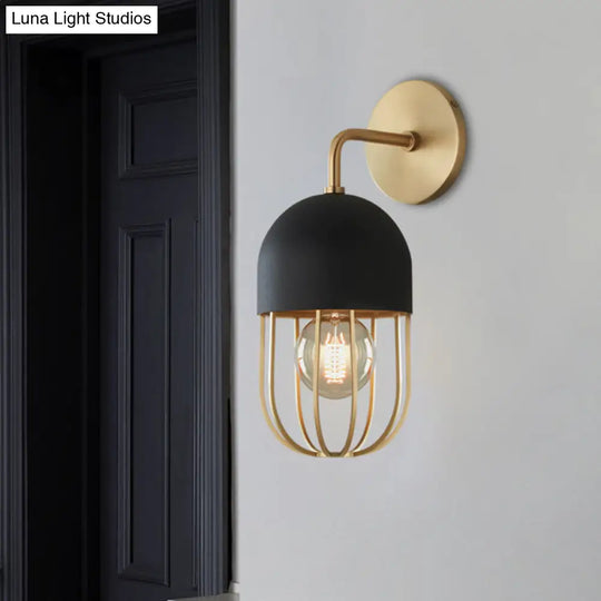 Modern Oblong Wall Sconce In Gold - 1 Bulb Metallic Light