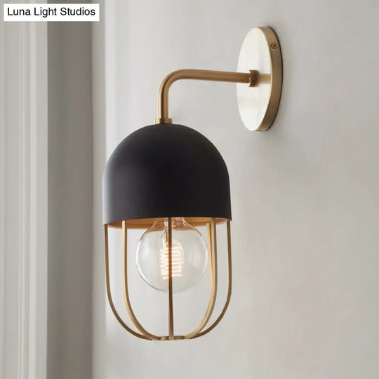 Modern Oblong Wall Sconce In Gold - 1 Bulb Metallic Light