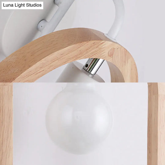 Modern One-Light Wood Arched Wall Lamp For A Childs Bedroom With White Sconce Lighting