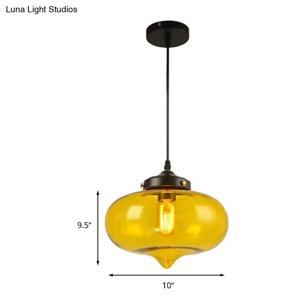 Modern Onion Pendant Light – Gray/Red/Yellow Glass Ceiling Fixture For Restaurants