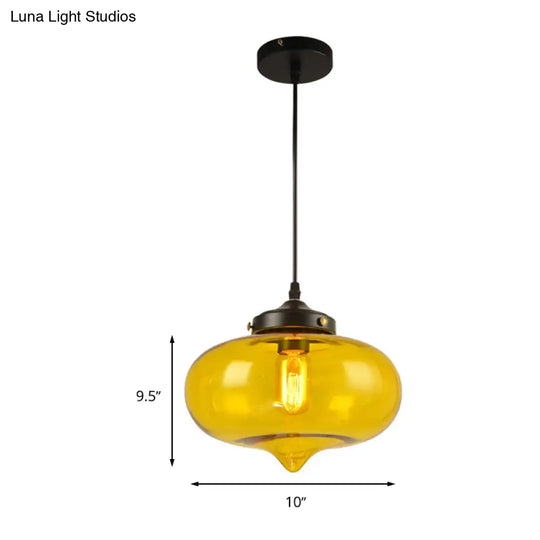 Modern Onion Pendant Light – Gray/Red/Yellow Glass Ceiling Fixture For Restaurants