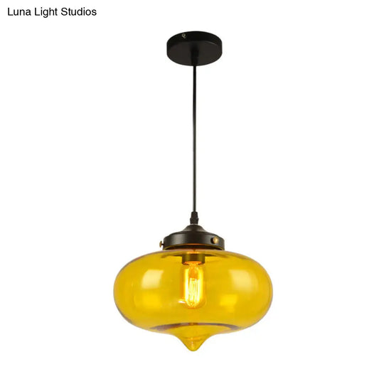 Modern Onion Pendant Light In Gray/Red/Yellow Glass For Restaurant Ceiling Fixture