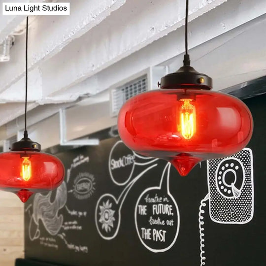 Modern Onion Pendant Light In Gray/Red/Yellow Glass For Restaurant Ceiling Fixture