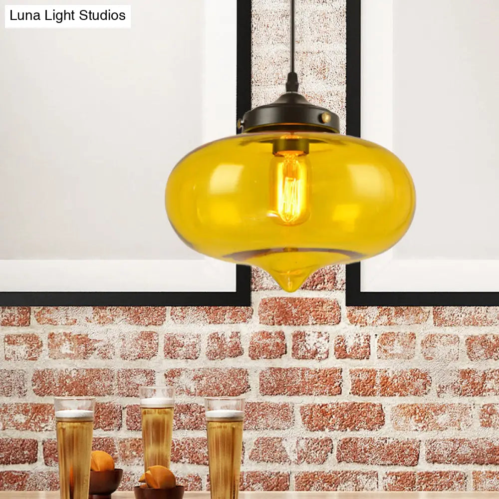 Modern Onion Pendant Light In Gray/Red/Yellow Glass For Restaurant Ceiling Fixture Yellow