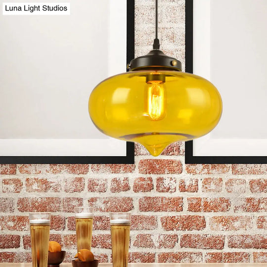 Modern Onion Pendant Light In Gray/Red/Yellow Glass For Restaurant Ceiling Fixture Yellow