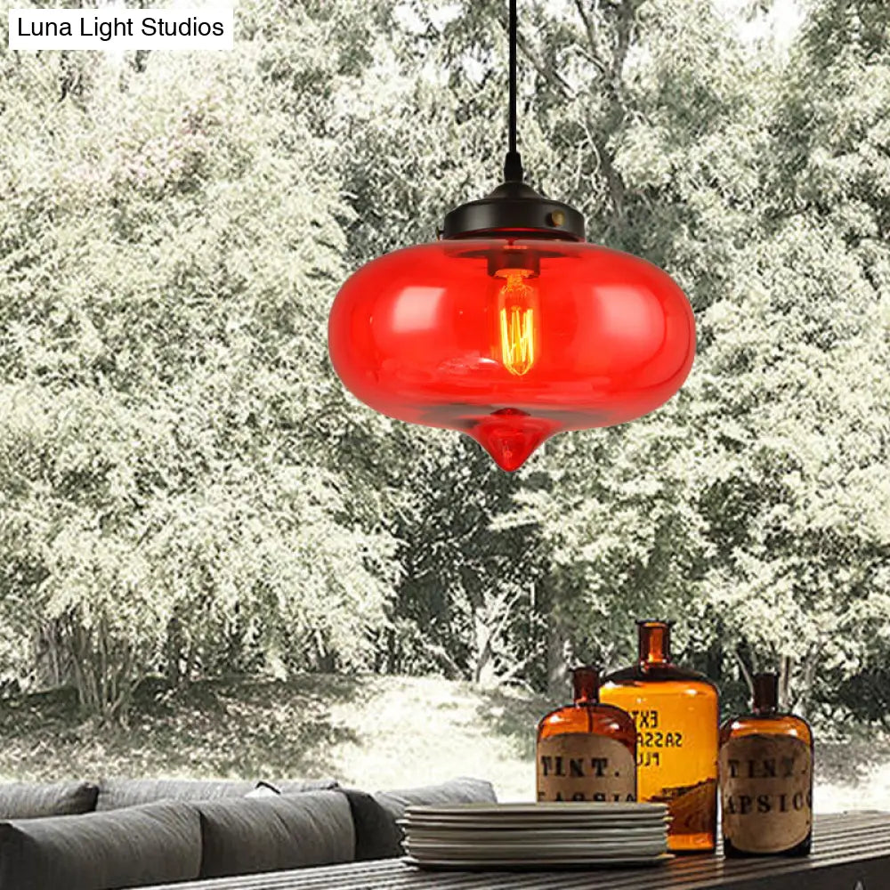 Modern Onion Pendant Light In Gray/Red/Yellow Glass For Restaurant Ceiling Fixture