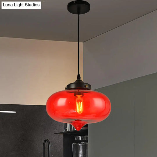 Modern Onion Pendant Light In Gray/Red/Yellow Glass For Restaurant Ceiling Fixture Red