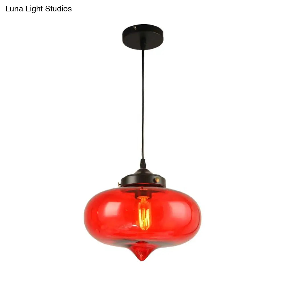 Modern Onion Pendant Light – Gray/Red/Yellow Glass Ceiling Fixture For Restaurants