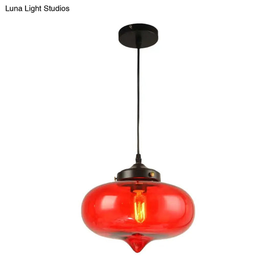 Modern Onion Pendant Light In Gray/Red/Yellow Glass For Restaurant Ceiling Fixture