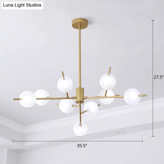 Modern Opal Frosted Glass Ceiling Suspension Lamp For Living Room - Modos Chandelier Light 9 / Gold