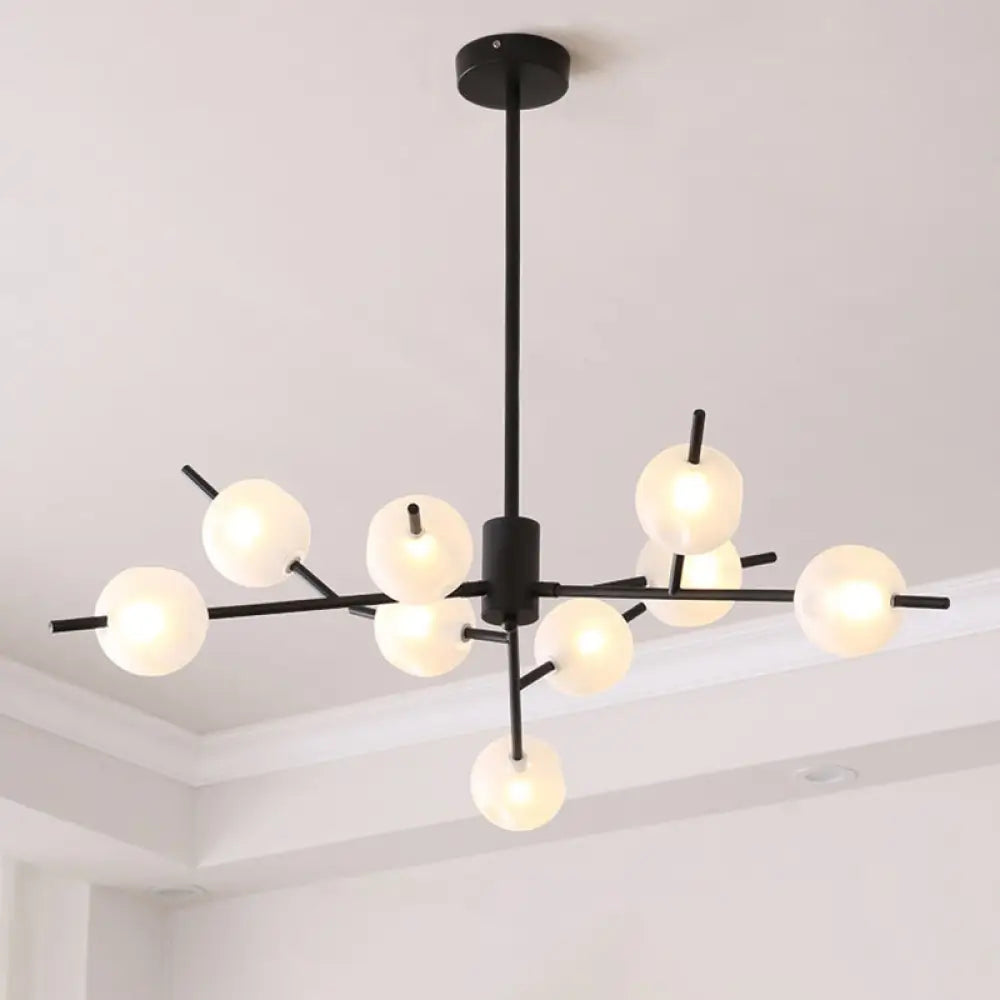 Modern Opal Frosted Glass Ceiling Chandelier Light - Modos Suspension Lamp For Living Room 9 / Black