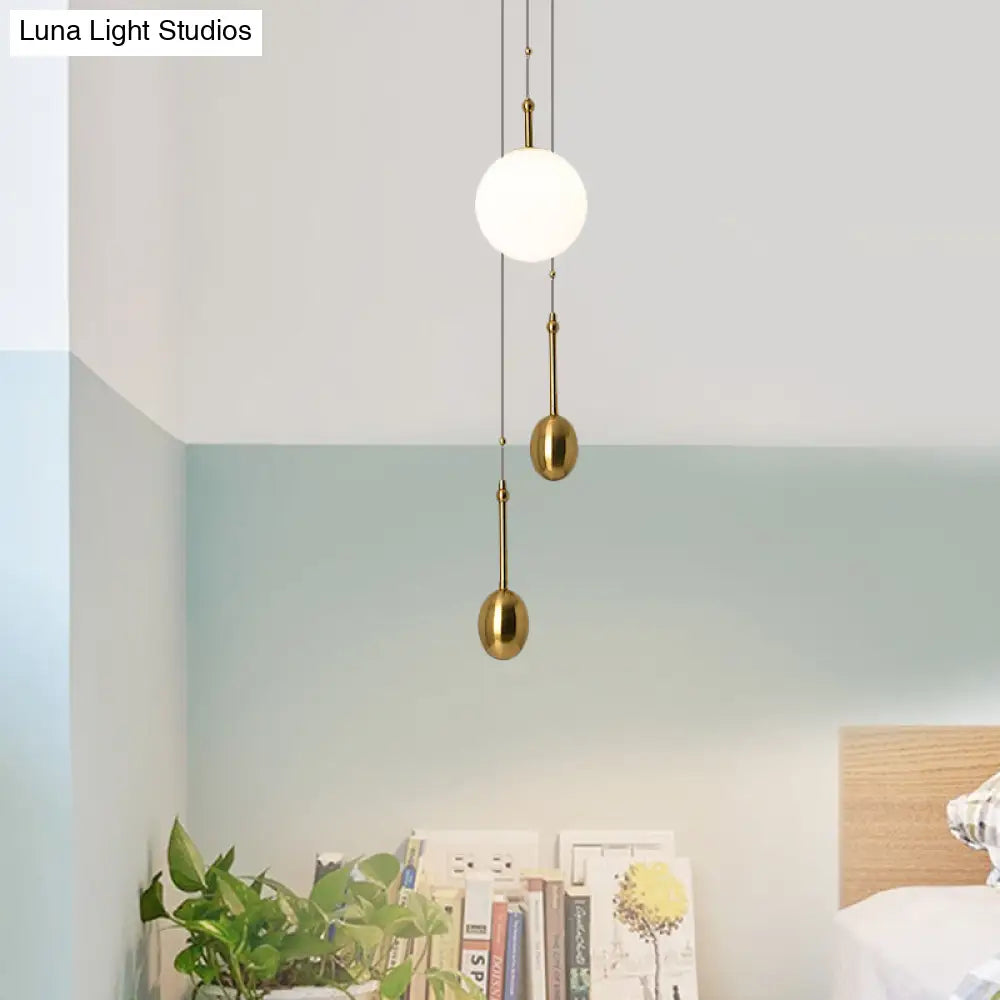Modern Opal Glass Ball Pendant Light With Gold Modo Deco - Bedside/Ceiling Lamp