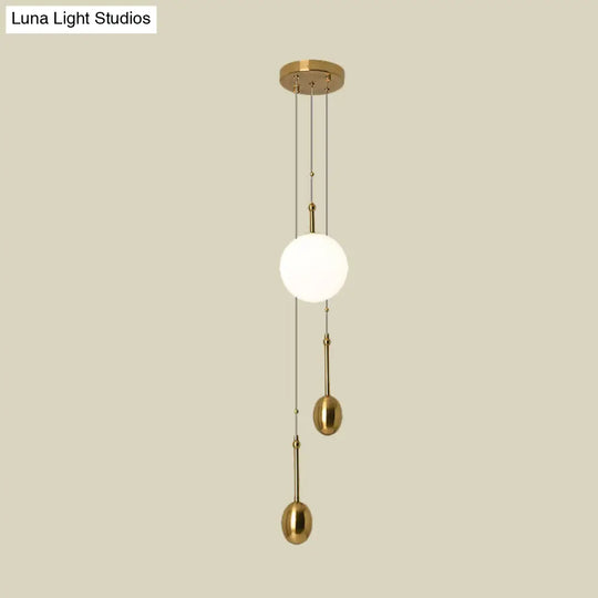 Opal Glass Ball Bedside Pendant Light - Modernist Ceiling Lamp With Gold Modo Deco 1 Fixture