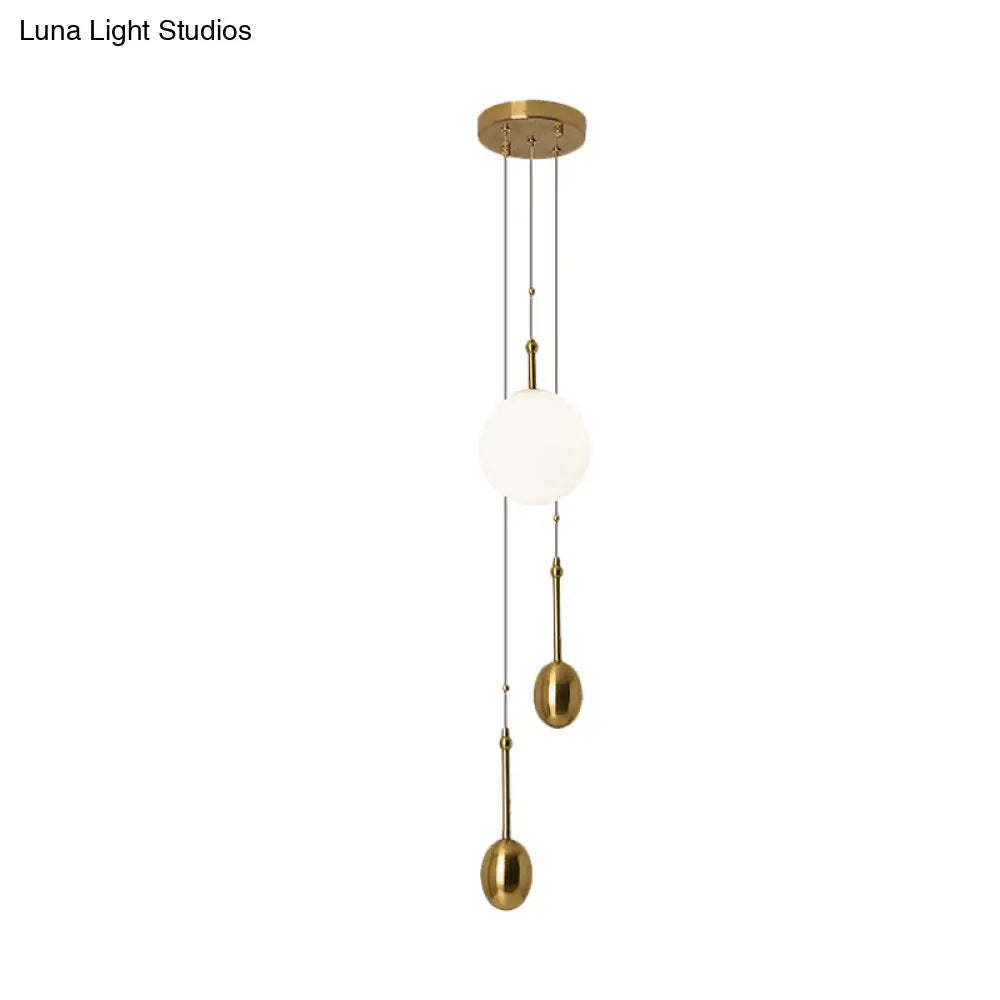 Modern Opal Glass Ball Pendant Light With Gold Modo Deco - Bedside/Ceiling Lamp