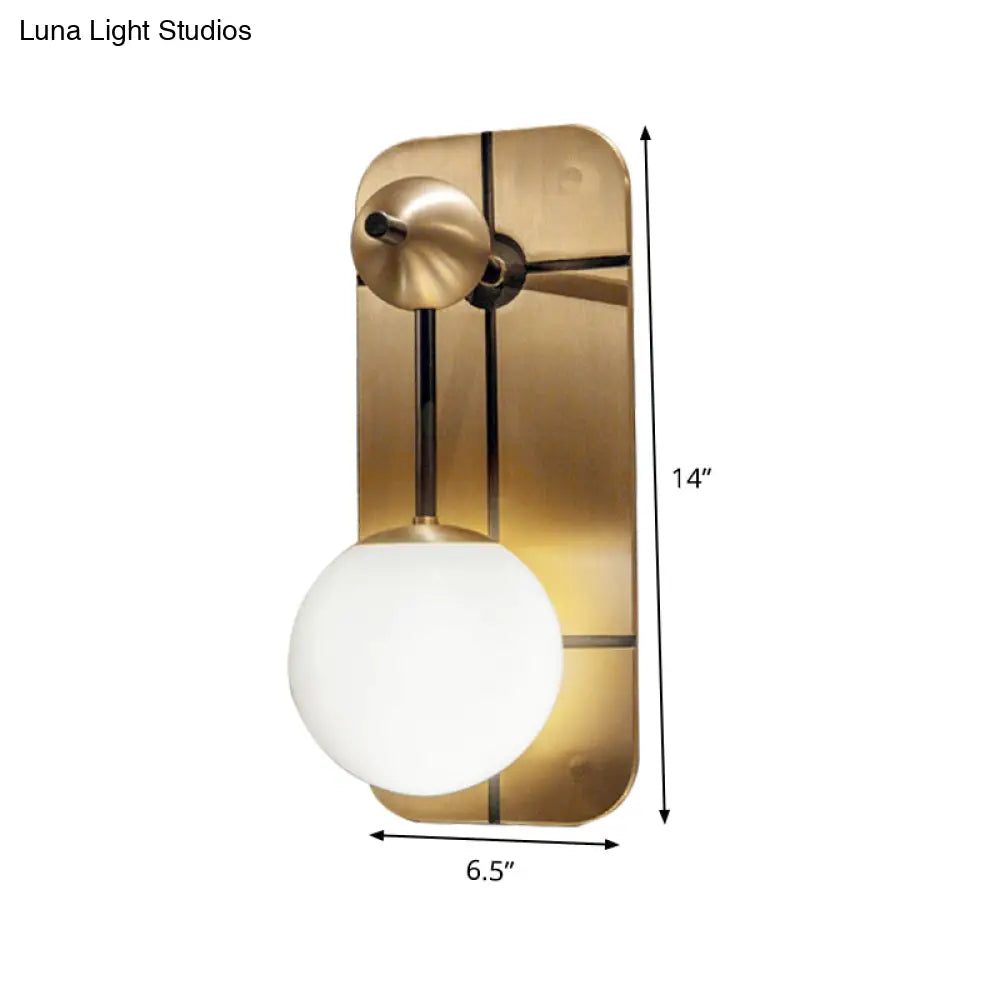Modern Opal Glass Ball Sconce With Brass Wall Mount - Elegant 1 Head Light Fixture