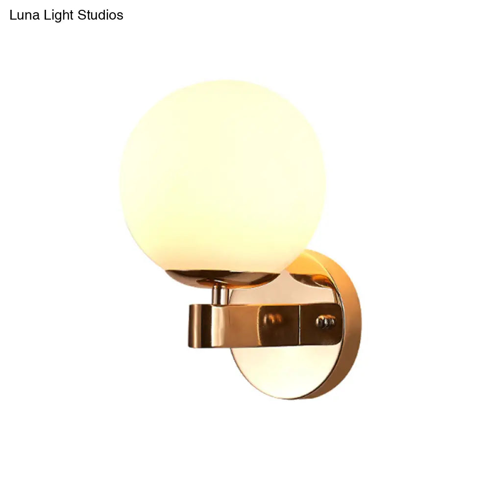 Modern Opal Glass Ball Wall Lamp - Gold Sconce Light For Living Room