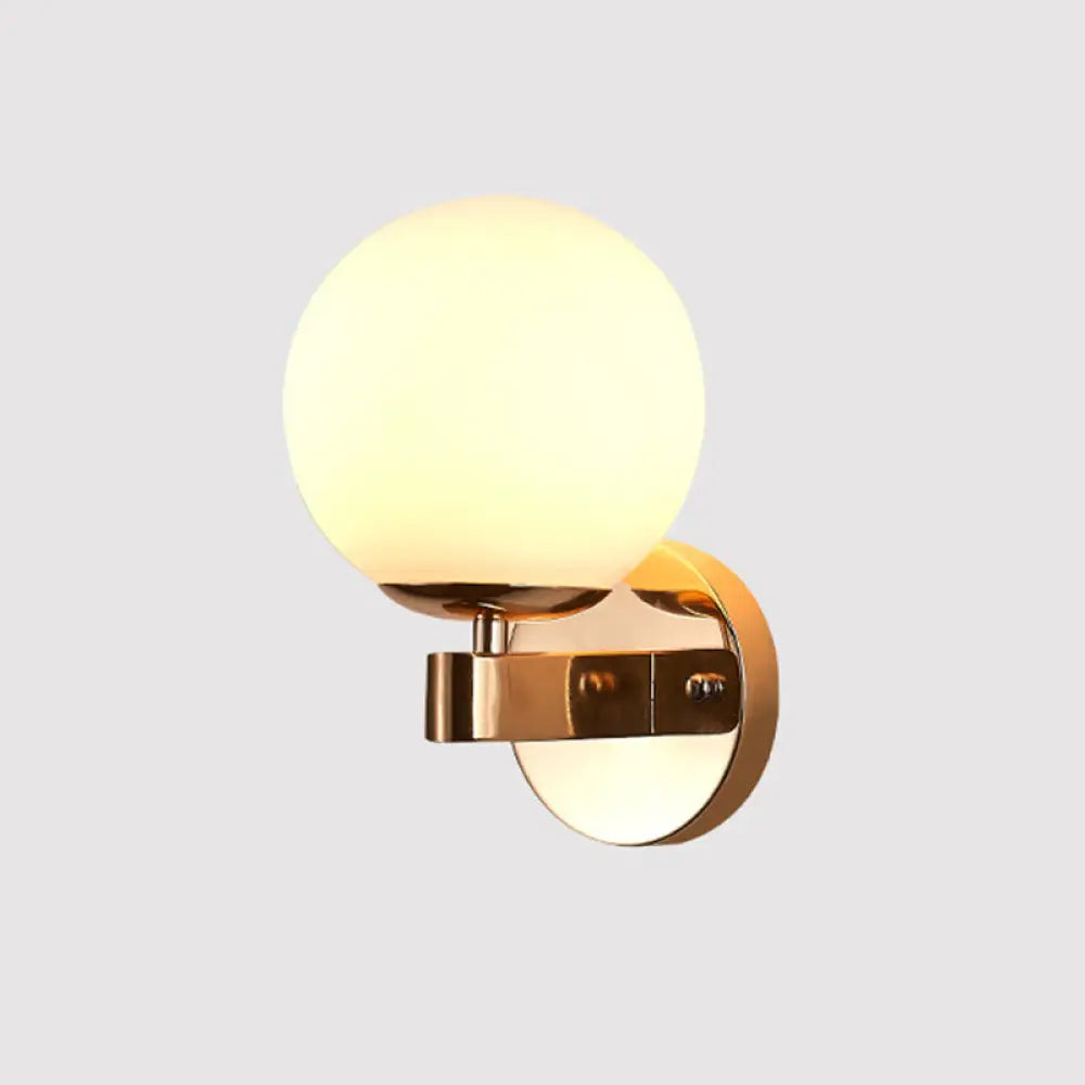 Modern Opal Glass Ball Wall Lamp - Gold Sconce Light For Living Room