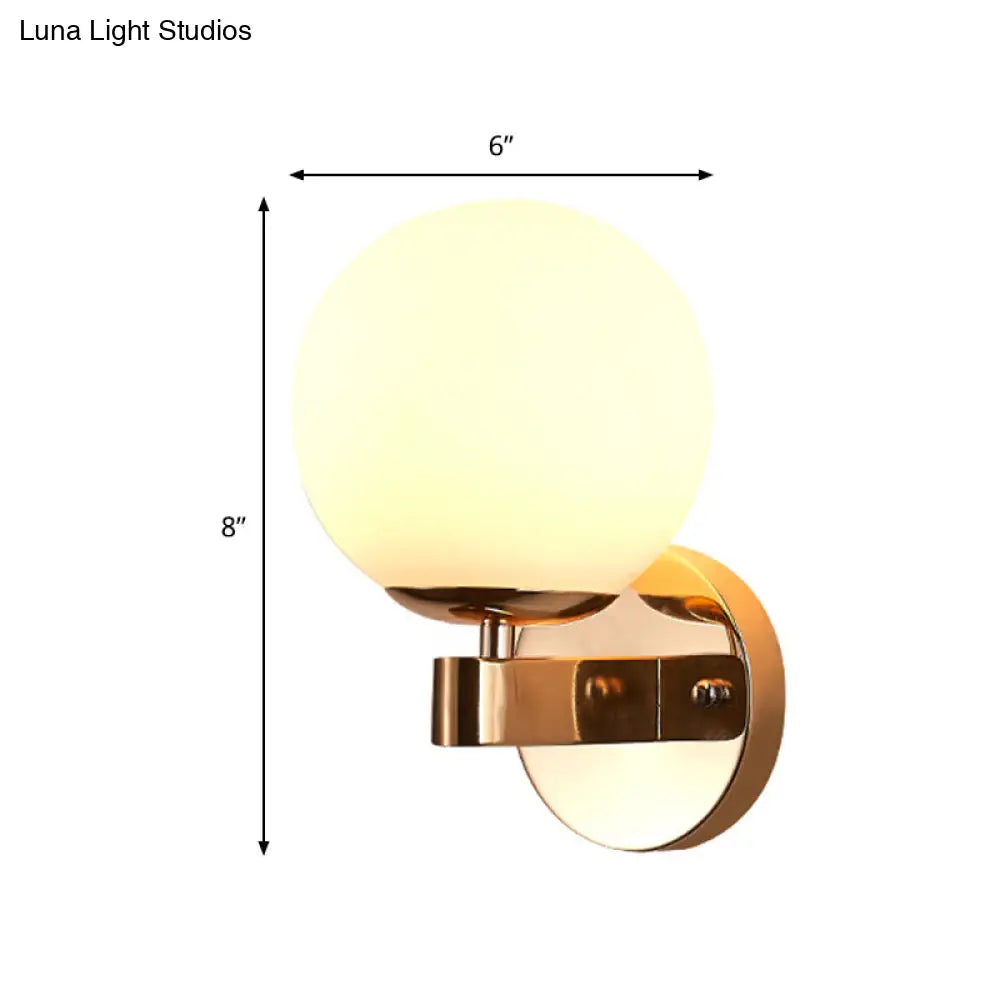 Modern Opal Glass Ball Wall Lamp - Gold Sconce Light For Living Room