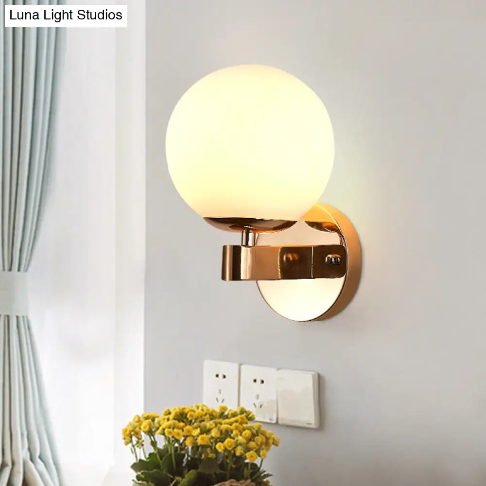 Modern Opal Glass Ball Wall Lamp - Gold Sconce Light For Living Room