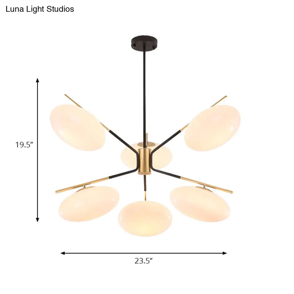 Modern Opal Glass Ellipse Pendant Light With 6/8 Lights For Living Room Ceiling