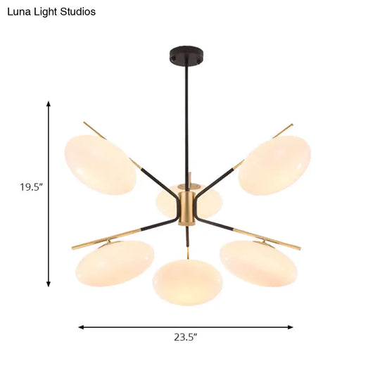 Modern Opal Glass Ellipse Pendant Light With 6/8 Lights For Living Room Ceiling