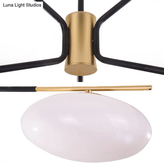 Modern Opal Glass Ellipse Pendant Light With 6/8 Lights For Living Room Ceiling