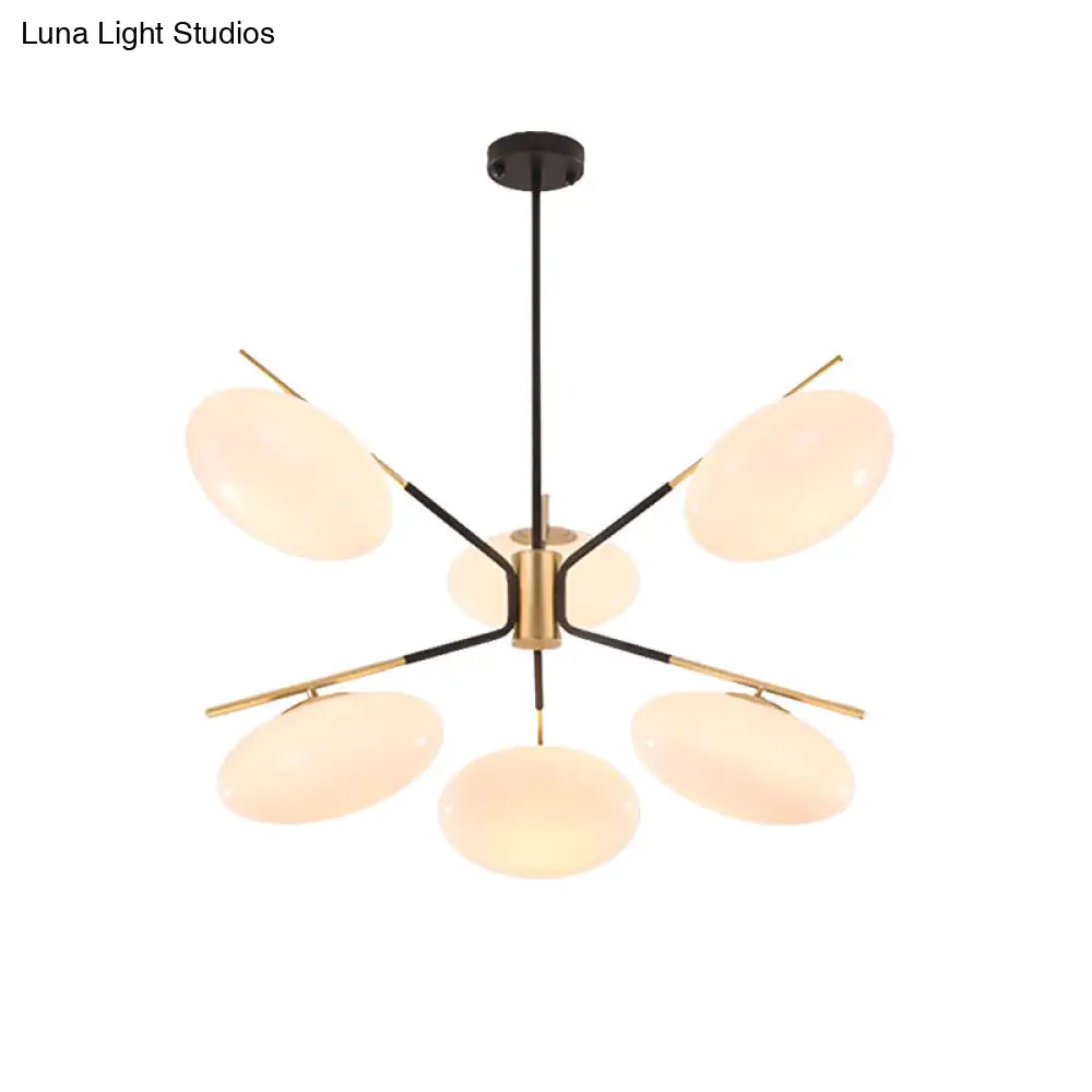 Modern Opal Glass Ellipse Pendant Light With 6/8 Lights For Living Room Ceiling