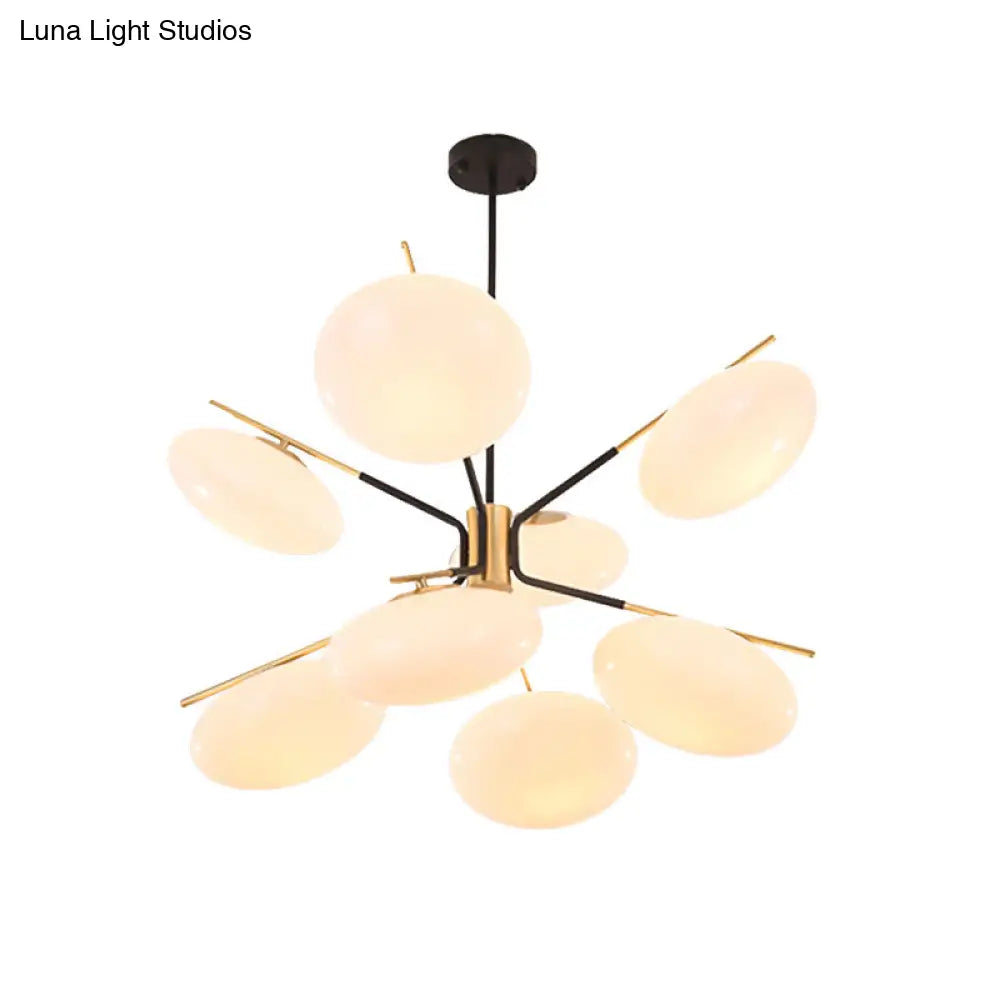 Modern Opal Glass Ellipse Pendant Light With 6/8 Lights For Living Room Ceiling