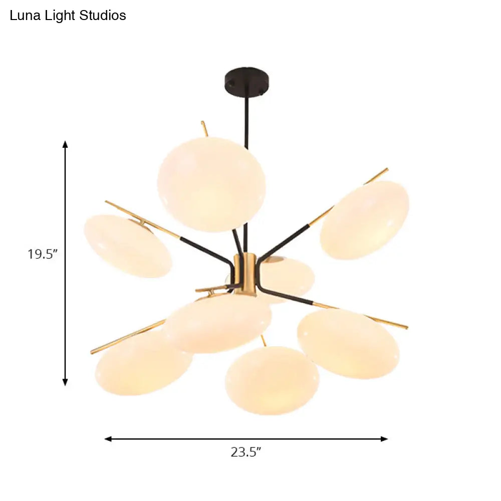 Modern Opal Glass Ellipse Pendant Light With 6/8 Lights For Living Room Ceiling