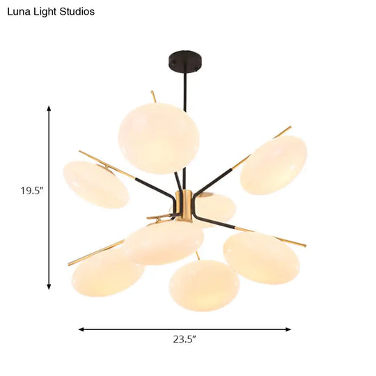 Modern Opal Glass Ellipse Pendant Light With 6/8 Lights For Living Room Ceiling