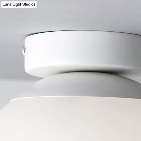 Modern Opal Glass Globe Flush Mount Lamp - 1 Light 6/8/10 Wide White Ceiling Fixture