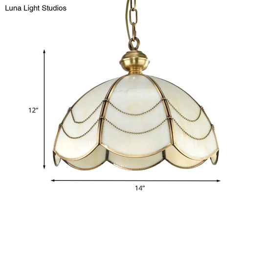 Modern Opal Glass Gold Hanging Light Fixture With Umbrella Design 1 Bulb 14/18 Wide