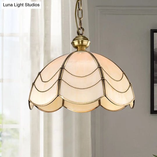 Modern Opal Glass Gold Hanging Light Fixture With Umbrella Design 1 Bulb 14/18 Wide