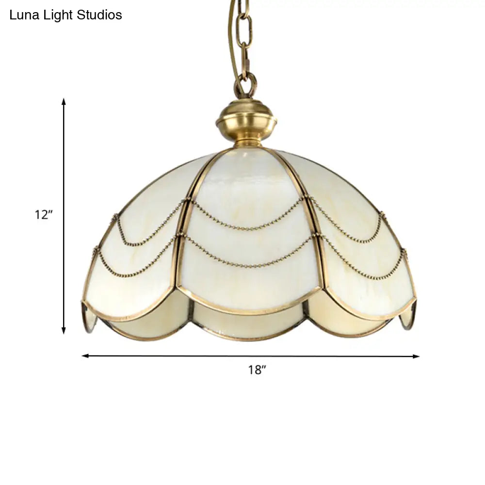 Modern Opal Glass Gold Hanging Light Fixture With Umbrella Design 1 Bulb 14/18 Wide