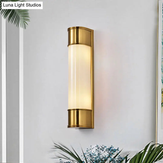 Modern Opal Glass Tubular Wall Light With 2 Heads - Black/White/Gold Sconce For Bedroom